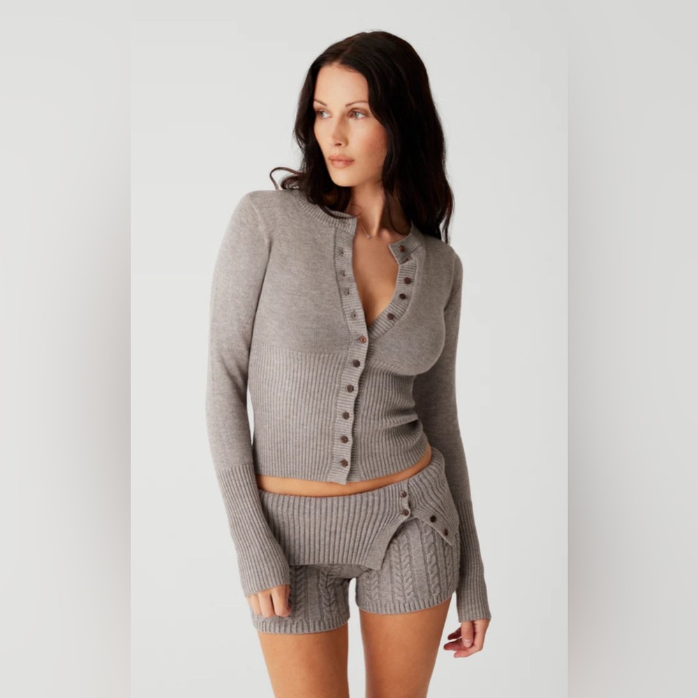 Frankies Bikinis Cloud Knit Button Up Cardigan